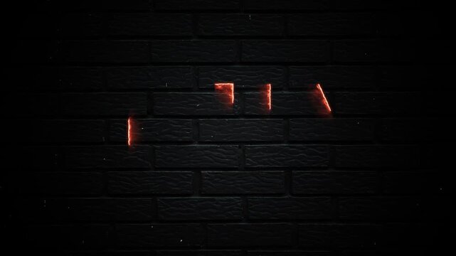 July Text Glowing Neon Month Calendar Animation On Dark Brick Background
