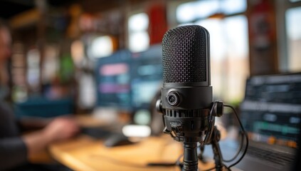Professional Microphone Ready for Recording in a Studio Setting.