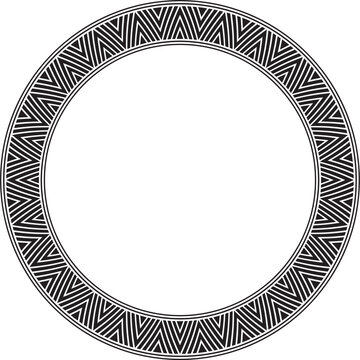 Vector monochrome black round Yakut ornament. Endless circle, border, frame of the northern peoples of the Far East.