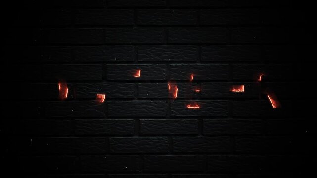 October Text Glowing Neon Month Calendar Animation On Dark Brick Background