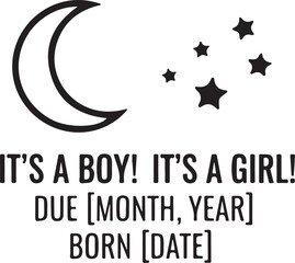 Naklejka premium Adorable moon and stars baby name sign design perfect for nursery decor, baby room wall art, and personalized gifts.