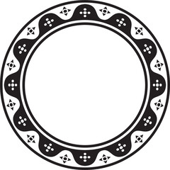 Vector black monochrome round gothic ornament. Medieval European silhouette, circle, ring, border. Classic pattern of the Germans, Angles, Saxons, Franks.
