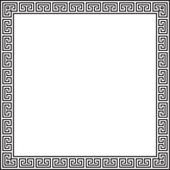 Vector set of black monochrome stencil classic byzantine ornament. Endless border, Ancient Greece, Eastern Roman Empire frame. Decoration of the Russian Orthodox Church
