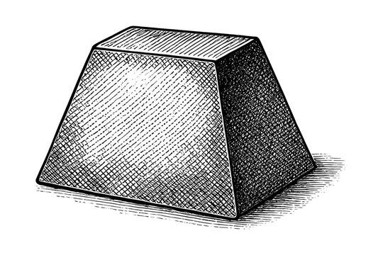 Hand drawn vintage engraving of trapezoidal shape on white background