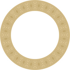 Vector round European gold ornament. Endless pattern, circle, ring of the Middle Ages. Revival border. Decorations of palaces and churches.