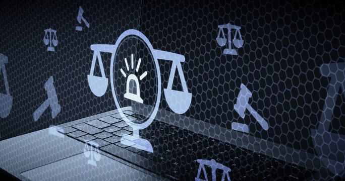 Alerta legal y sistema de emergencia judicial concepto de justicia rapida y notificaciones de policia en el entorno digital de leyes modernas
