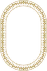 Classic Greek golden round oval ornament. Vector pattern, circle of ancient Hellenes. European border - ring.