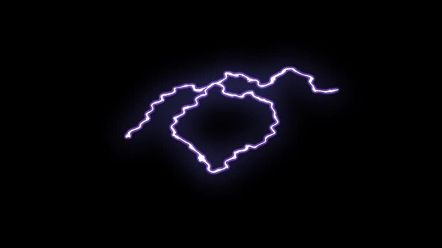 Realistic blue lightning storm animation isolated on black background, electric bolt strike overlay with glowing thunder flash, seamless loop 3d visual effect for cinematic projects in 4k uhd