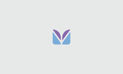 Abstract logo featuring a stylized m shape in purple and blue tones