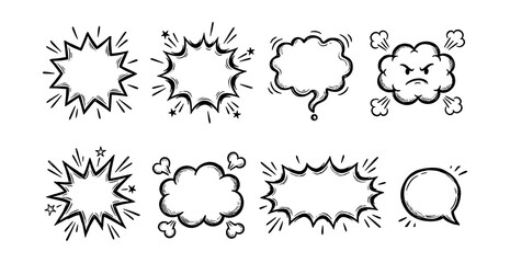Fototapeta premium Doodle ink soundless exclamation clouds .