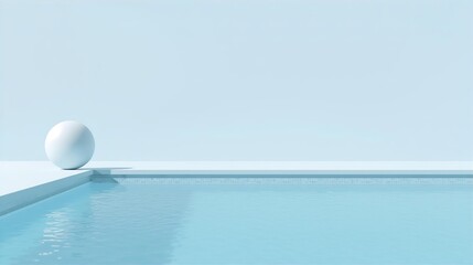 Minimalist Blue Pool and Sphere Architecture Copy Space