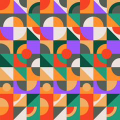Geometric Pattern Symphony: A vibrant abstract composition of colorful geometric shapes, creating a visually captivating and harmonious pattern.