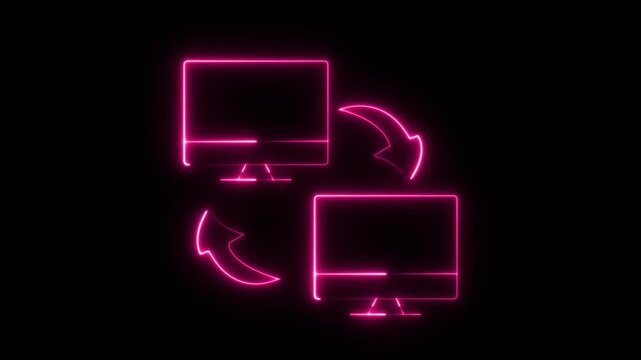 Neon Green Document Exchange File Transfer, Document Exchange  Files Data Synchronization Document Sharing Sync Concept.