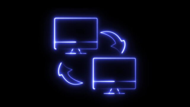 Neon Green Document Exchange File Transfer, Document Exchange  Files Data Synchronization Document Sharing Sync Concept.