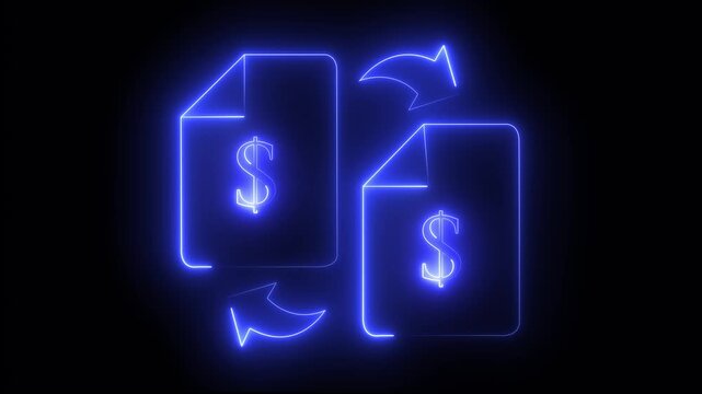 Financial Document Exchange with Dollar Symbol &ndash; Money Transfer Financial Documents Invoice Exchange Dollar Symbol Payment Processing Fintech Concept.