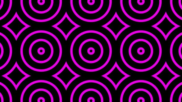 Neon Pink Concentric Circles and Diamond Shapes on Black Background  Futuristic Geometric Pattern Animation  Modern Abstract Loop