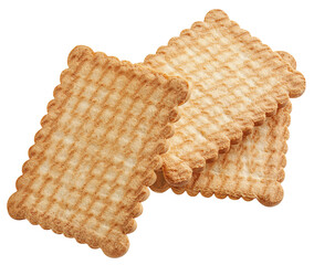 Pile of  Biscuit cookies  isolated on white background. High-Quality crispy  cookies photo