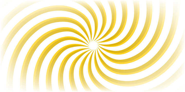 Yellow sun with wavy rays background. Poster with sunburst, sunrise or sunset in trendy 60 s 70s 80s groovy style. Preppy summer theme background. Modern psychedelic print. Vector flat illustration.