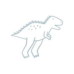 Fototapeta premium Cute dinosaur in cartoon style. Bold, simple form, trendy colors. Childish flat vector illustration. Dino seamless pattern