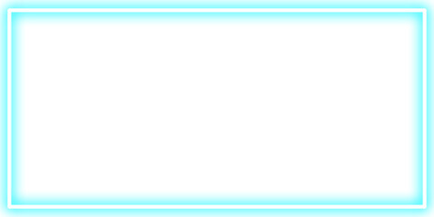 Fototapeta premium Futuristic neon-lit rectangular frame with glowing blue border for website hero image, corporate presentation backdrop, or UI mockup with copy space for text