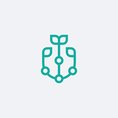 Geometric Growth Plant Logo with Line Art for Agriculture and Green Technology
