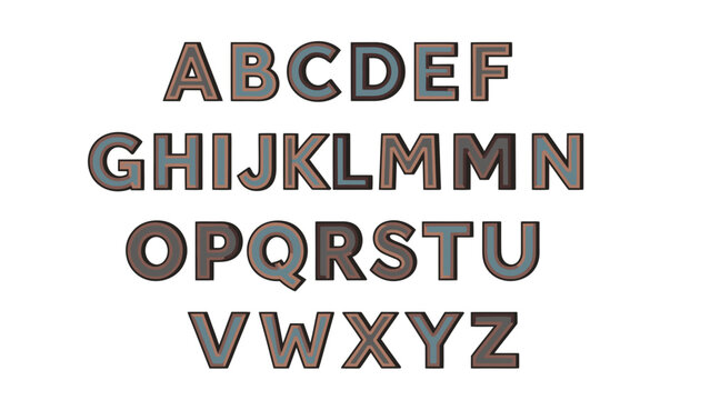 Alphabet Letters 3D Render Typography Illustration with Embossed Effect, Decorative Font for Design and Education
