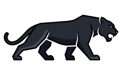 Obraz premium Black Panther Vector Illustration, Fierce Predator Walking, Wild Animal Graphic Design, Wildlife and Nature Concept
