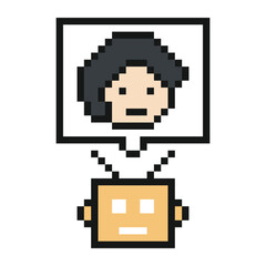 Fototapeta premium Cartoon colorful robot humanoid robotic ai with toy,engineer,artificial intelligence,8 bit,business.