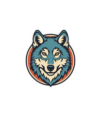 Obraz premium Stylized wolf head illustration against dark background