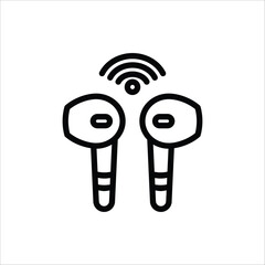 Wireless Earbuds icon. Vector illustration for web design. Isolated on white background.