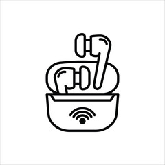 Wireless Earbuds icon. Vector illustration for web design. Isolated on white background.