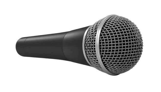 Black dynamic microphone with metal grill audio equipment isolated on a transparent background
