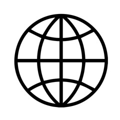 Globe grid outline icon, earth planet sphere and worldwide internet connection symbol, global networking international geography and worldwide communication concept sign, isolated
