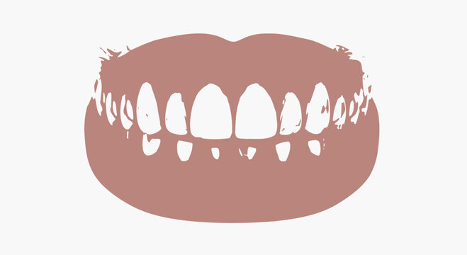 Illustration of a mouth with lips and teeth in a close-up view