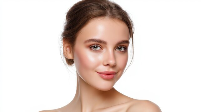 A portrait of a smiling woman with natural beauty and glowing skin, radiating confidence and charm.