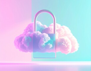 Transparent Padlock with Soft Cloud Inside in Pastel Studio