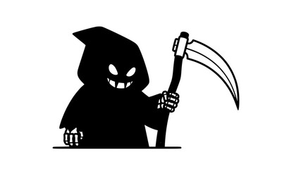 Obraz premium Cartoon Grim Reaper Character Halloween Flat Vector