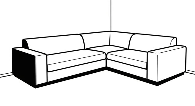 L-shaped sectional sofa in a modern living room setting, comfortable seating.