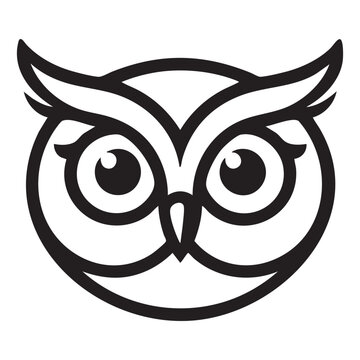 Owl Thick Line Art Vector Logo Design