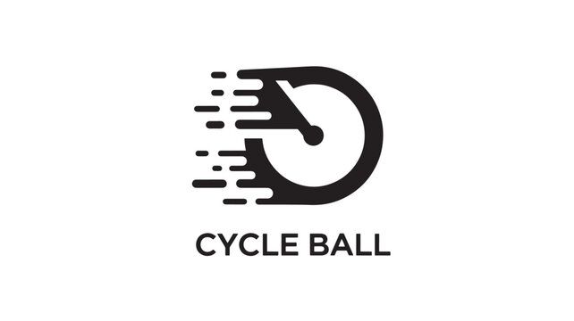 Professional cycle ball logo with a dynamic motion effect, sleek black design on a white background, ideal for sports branding.
