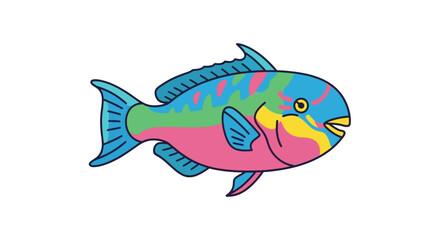 Fototapeta premium Colorful Cartoon Fish Illustration.