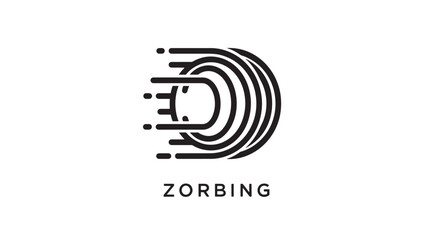 Professional logo for ZORBING featuring abstract, dynamic lines and sleek text on a white backdrop, ideal for business and branding use.