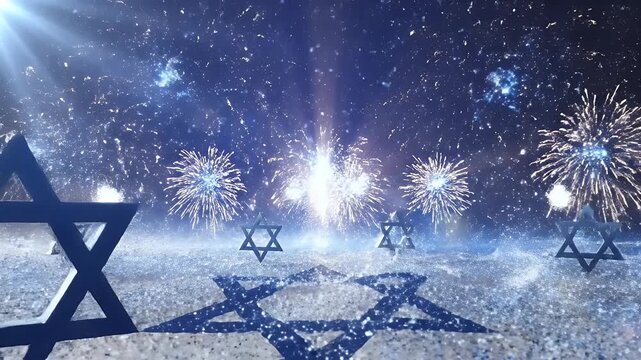 Abstract Israel Independence Day Background with Blue-to-White Gradient and Soft Light Rays
