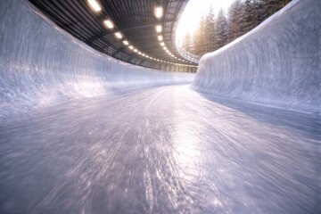 Thrilling Luge Track in Winter Landscape