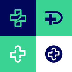 Obraz premium Minimalist Medical Logo Bundle Modern Healthcare Clinic Hospital Brand Identity Clean Vector Set