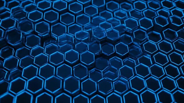 A detailed abstract composition showcasing a honeycomb pattern in blue