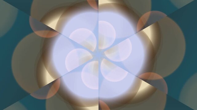 Soft pastel kaleidoscope flower pattern with smooth radial symmetry and gentle glow. Ideal for wellness videos, meditation backgrounds, spa promos, and calming visual content.