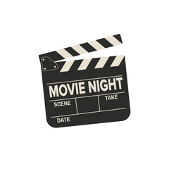 Naklejka premium Retro cinema clapperboard with Movie Night text