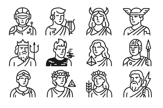 Electric hades ai digital icon prism demeter deities chrome vector icons athena