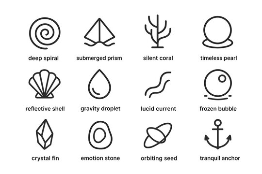 Orbiting reflective abyssal vector fin tranquil icon symbol anchor stone gravity icons